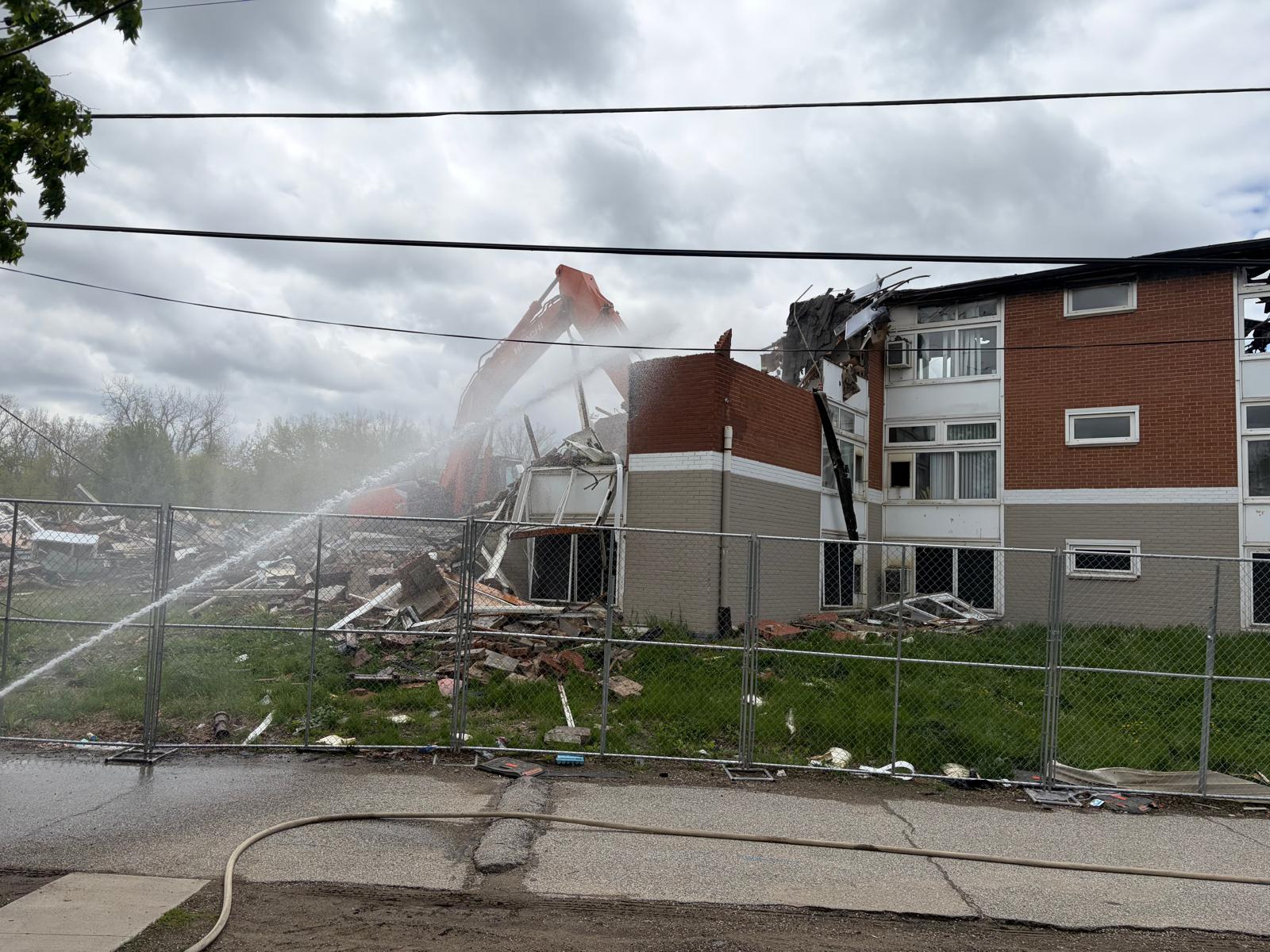 Demolition site clearing and debris removal